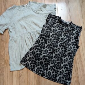 Hayden Girls Bundle | Leopard Ruffle Tank & Sage Green Babydoll Top | XL & L